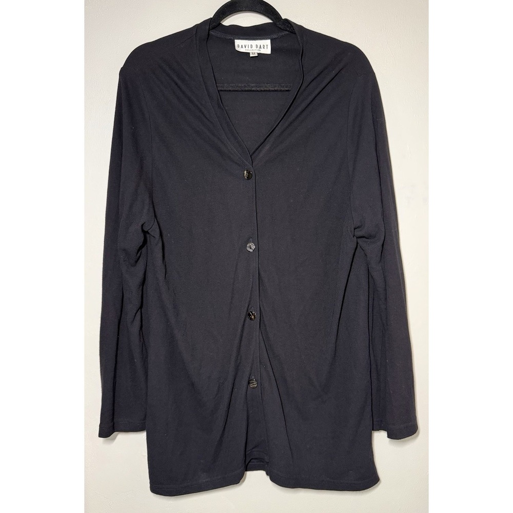 David Dart Collection Rayon Cardigan Jacket Women's Medium Black Button V Neck